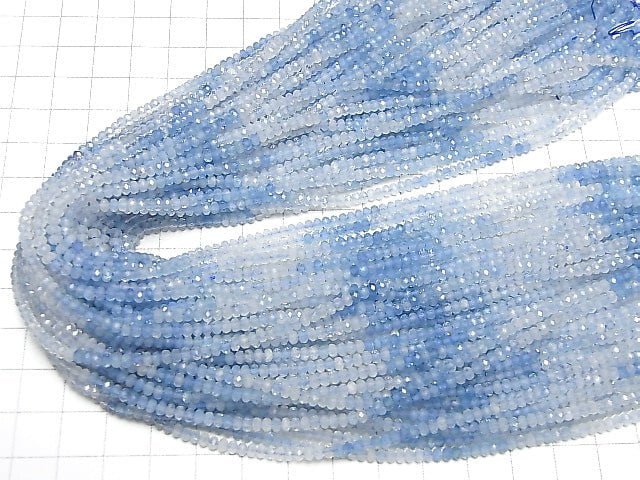 [Video] High Quality!  1strand $15.99! Aquamarine AA++ Faceted Button Rondelle 3x3x2mm 1strand beads (aprx.15inch/38cm)