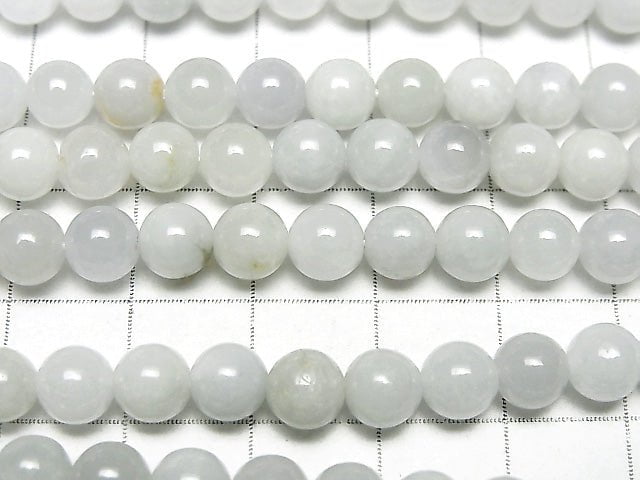 [Video] Burma White Jedite (Jadeite) AA + Round 6 mm half or 1 strand beads (aprx.15 inch / 38 cm)