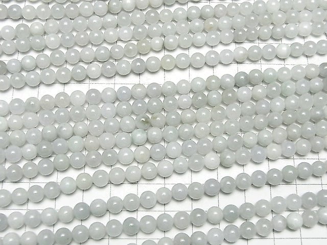 [Video] Burma White Jedite (Jadeite) AA + Round 6 mm half or 1 strand beads (aprx.15 inch / 38 cm)