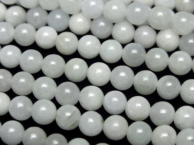 [Video] Burma White Jedite (Jadeite) AA + Round 6 mm half or 1 strand beads (aprx.15 inch / 38 cm)
