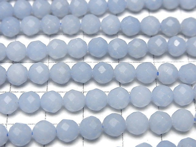 [Video]High Quality! Angelite AAA 64Faceted Round 6mm 1strand beads (aprx.15inch/37cm)