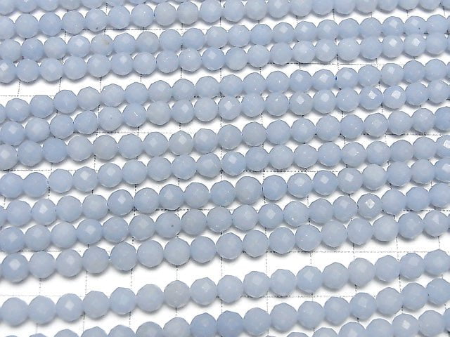 [Video]High Quality! Angelite AAA 64Faceted Round 6mm 1strand beads (aprx.15inch/37cm)