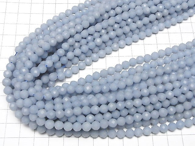[Video]High Quality! Angelite AAA 64Faceted Round 6mm 1strand beads (aprx.15inch/37cm)