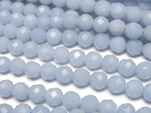 [Video]High Quality! Angelite AAA 64Faceted Round 6mm 1strand beads (aprx.15inch/37cm)