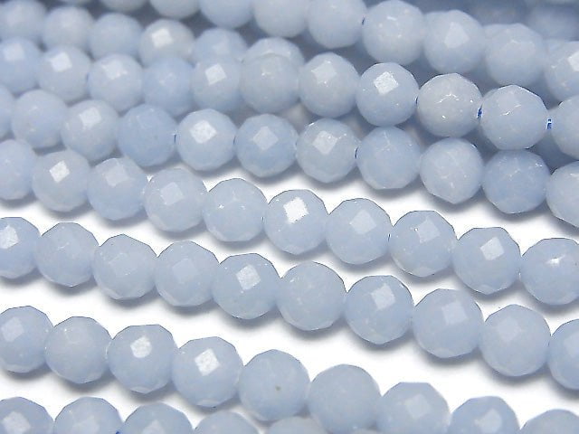 [Video]High Quality! Angelite AAA 64Faceted Round 6mm 1strand beads (aprx.15inch/37cm)