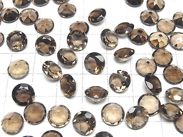 [Video] High Quality Smoky Quartz AAA Undrilled Brilliant Cut 9x9mm 5pcs