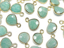 [Video]Amazonite AA++ Bezel Setting Chestnut Faceted 9x9mm 18KGP 3pcs