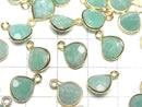 [Video]Amazonite AA++ Bezel Setting Chestnut Faceted 9x9mm 18KGP 3pcs