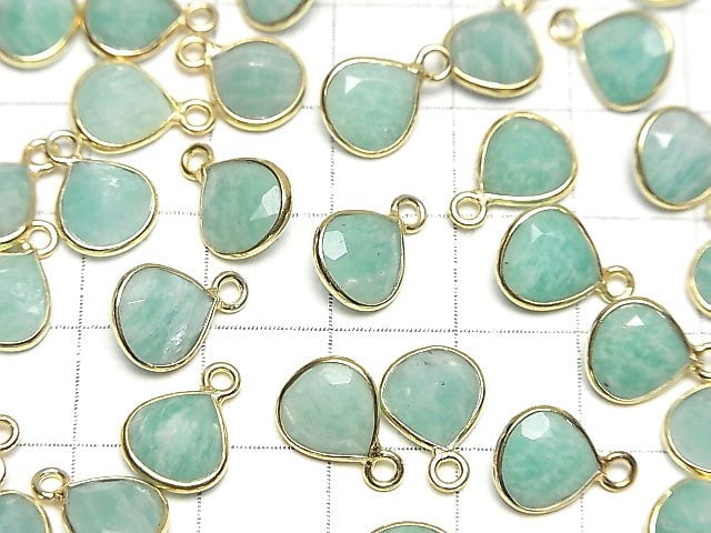 [Video]Amazonite AA++ Bezel Setting Chestnut Faceted 9x9mm 18KGP 3pcs