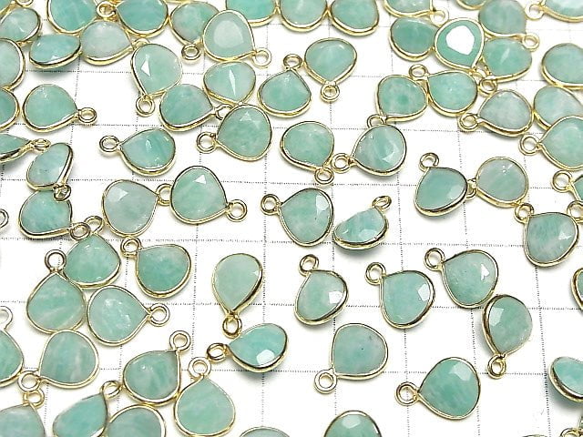 [Video]Amazonite AA++ Bezel Setting Chestnut Faceted 9x9mm 18KGP 3pcs