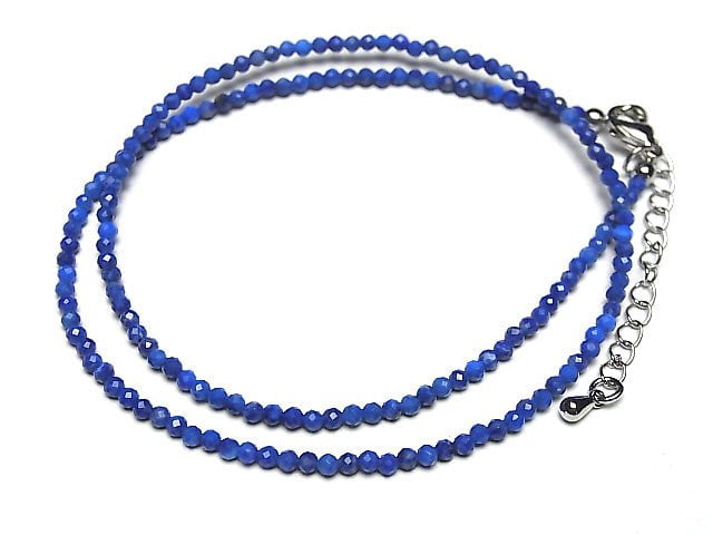 [Video]High Quality! Lapislazuli AAA- Faceted Round 2mm Necklace