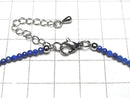 [Video]High Quality! Lapislazuli AAA- Faceted Round 2mm Necklace
