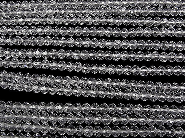 [Video]High Quality! Crystal (Smelted Quartz) AAA Faceted Button Rondelle 6x6x3mm 1strand beads (aprx.15inch/36cm)