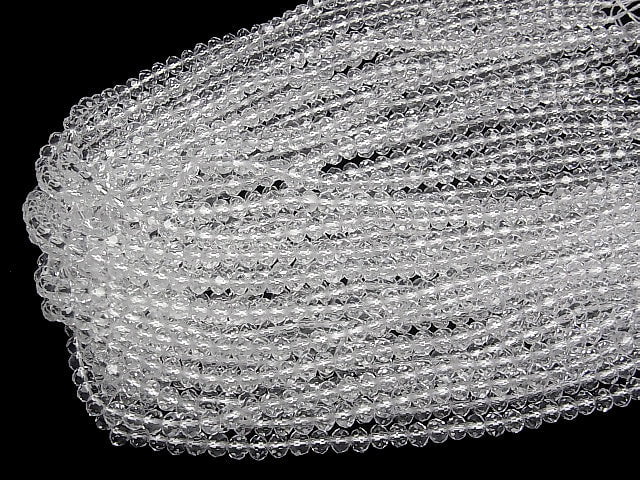 [Video]High Quality! Crystal (Smelted Quartz) AAA Faceted Button Rondelle 6x6x3mm 1strand beads (aprx.15inch/36cm)