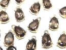 [Video]High Quality Smoky Quartz AAA Bezel Setting Pear shape Faceted 9x6mm 18KGP 2pcs