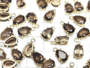 [Video]High Quality Smoky Quartz AAA Bezel Setting Pear shape Faceted 9x6mm 18KGP 2pcs