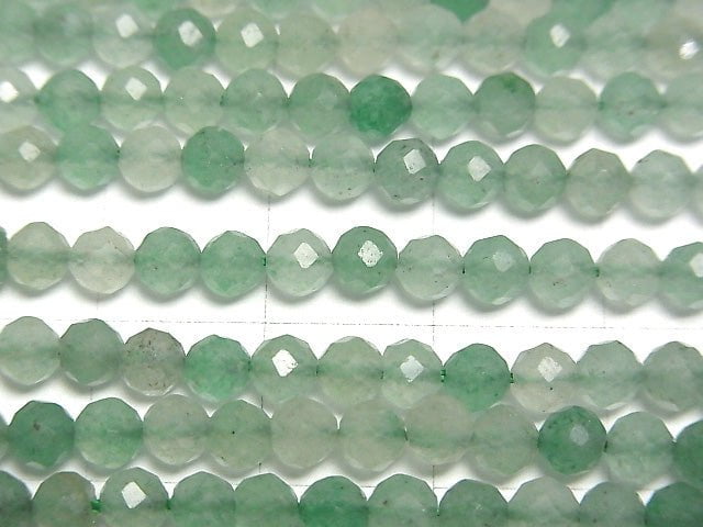 [Video]High Quality! Green Aventurine Faceted Round 4mm 1strand beads (aprx.15inch/37cm)