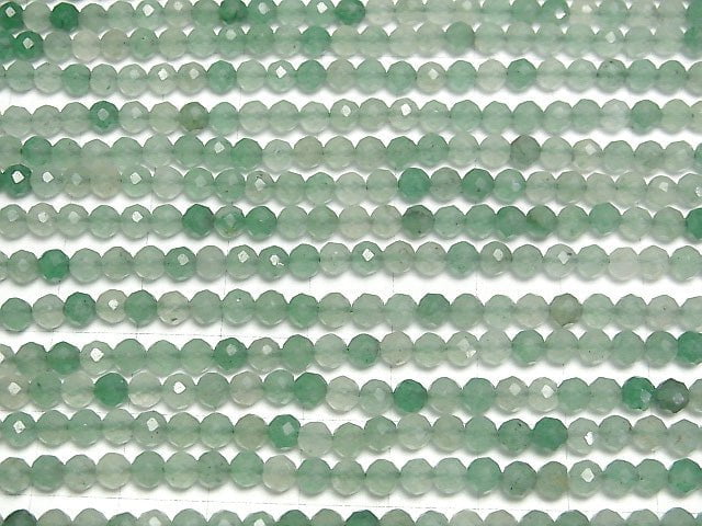 [Video]High Quality! Green Aventurine Faceted Round 4mm 1strand beads (aprx.15inch/37cm)