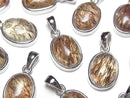 [Video] Mica in Quartz AAA- Oval Pendant 13~11mm SILVER925 1pc