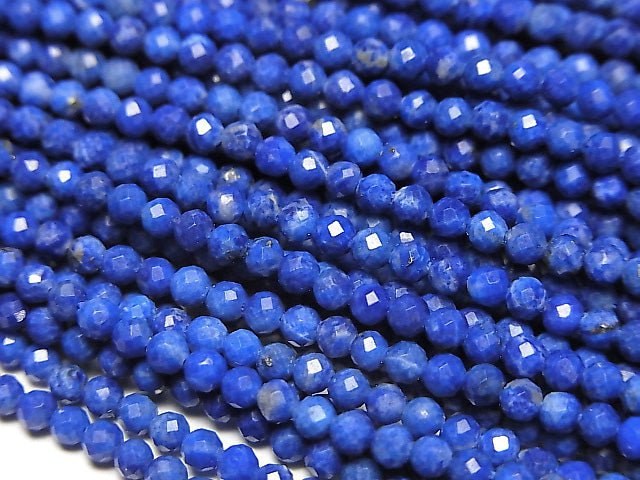 [Video] High Quality! Lapislazuli AAA- Faceted Round 2mm 1strand beads (aprx.15inch/38cm)