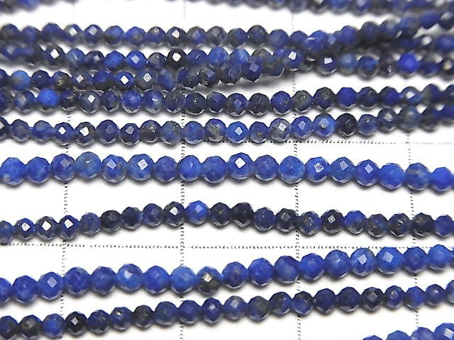 [Video] High Quality! Lapislazuli AAA- Faceted Round 2mm 1strand beads (aprx.15inch/38cm)