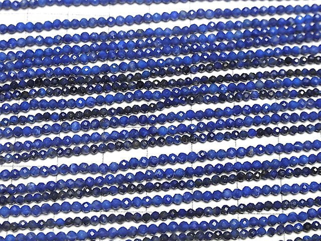 [Video] High Quality! Lapislazuli AAA- Faceted Round 2mm 1strand beads (aprx.15inch/38cm)