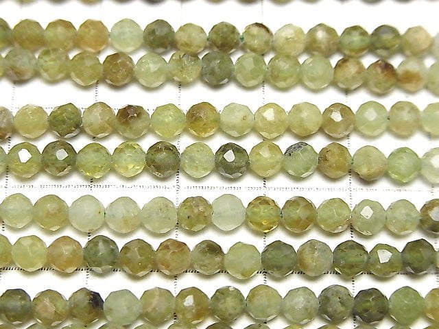 [Video] High Quality! Grossular Garnet AA++ Faceted Round 4mm 1strand beads (aprx.15inch / 37cm)