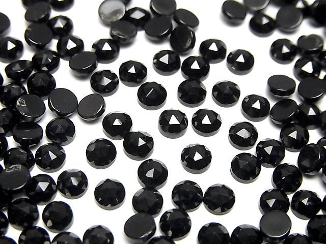 [Video]High Quality Black Spinel AAA Round Rose Cut 4x4mm 10pcs