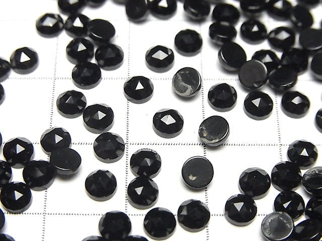 [Video]High Quality Black Spinel AAA Round Rose Cut 4x4mm 10pcs