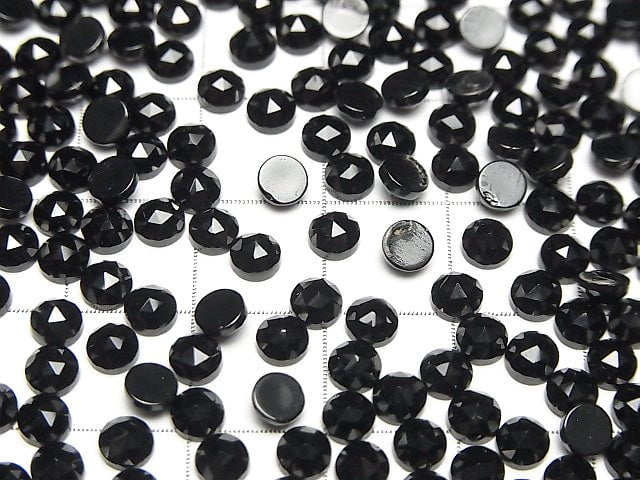 [Video]High Quality Black Spinel AAA Round Rose Cut 4x4mm 10pcs