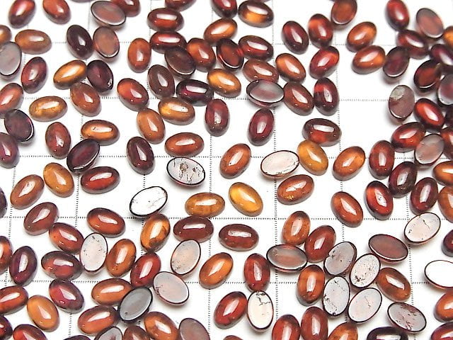 [Video] High Quality Hessonite Garnet AAA Oval Cabochon 6x4mm 5pcs