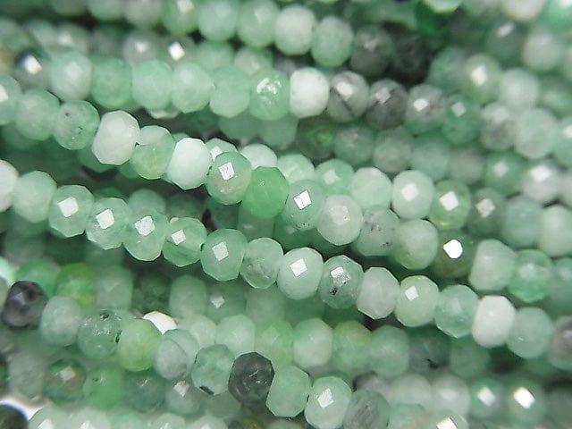[Video] High Quality! Brazil Emerald AA++ Faceted Button Rondelle 3x3x1.5mm half or 1strand beads (aprx.15inch / 36cm)