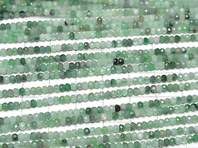 [Video] High Quality! Brazil Emerald AA++ Faceted Button Rondelle 3x3x1.5mm half or 1strand beads (aprx.15inch / 36cm)