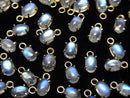 [Video] High Quality Rainbow Moonstone AAA- Bezel Setting Oval 6x4mm 18KGP 2pcs