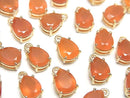 [Video] High Quality Carnelian AAA Bezel Setting Pear shape Faceted 8x6mm 18KGP 2pcs