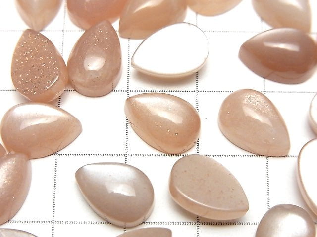 [Video] Peach Moonstone AAA- Pear shape Cabochon 12x8mm 3pcs