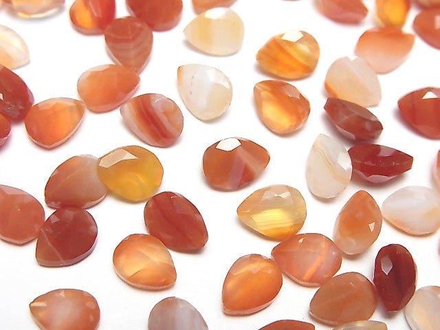 [Video] Mixed Carnelian Loose stone Pear shape Faceted 8x6mm 10pcs