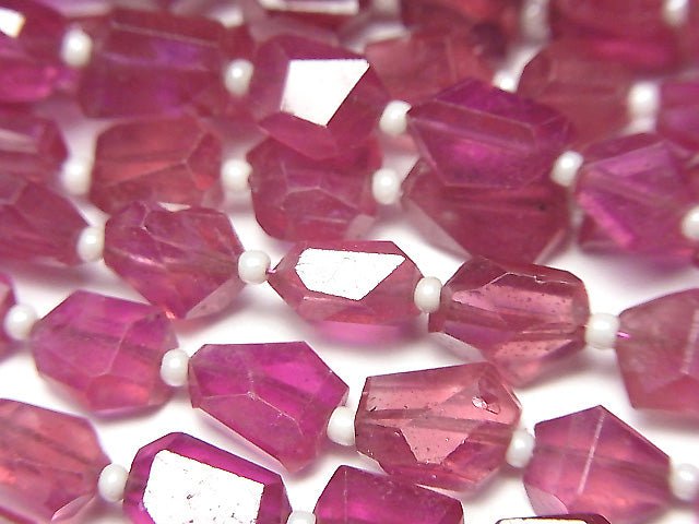 [Video] High Quality Ruby AAA Faceted Nugget 1strand beads (aprx.7inch / 18cm)