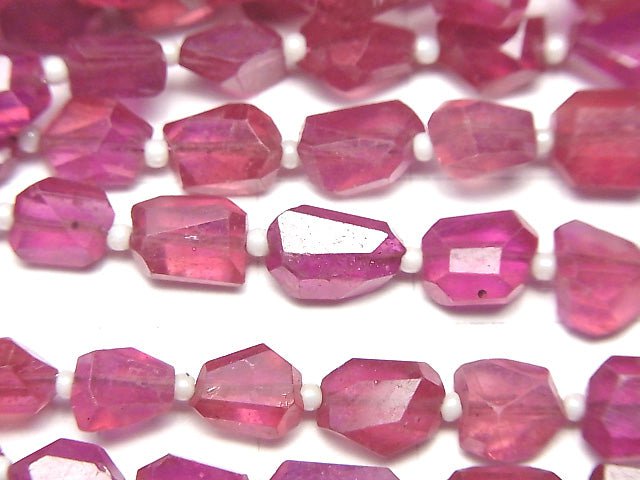 [Video] High Quality Ruby AAA Faceted Nugget 1strand beads (aprx.7inch / 18cm)