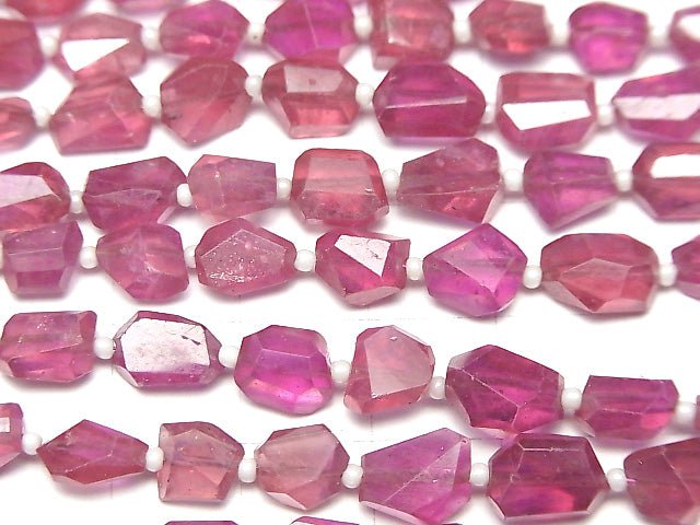 [Video] High Quality Ruby AAA Faceted Nugget 1strand beads (aprx.7inch / 18cm)