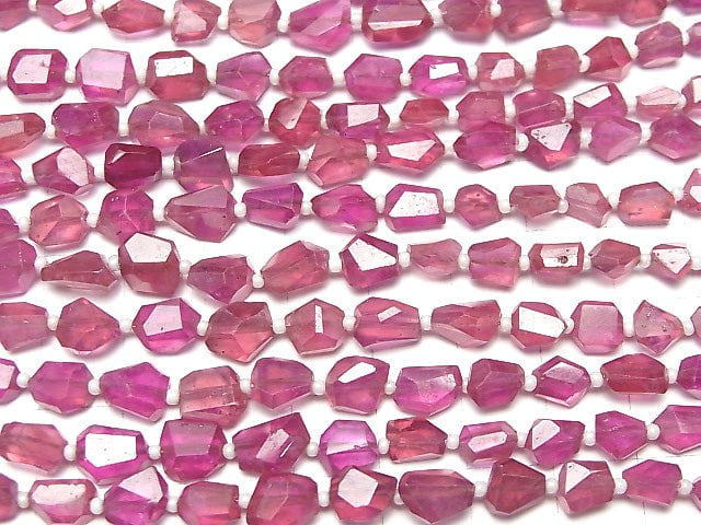 [Video] High Quality Ruby AAA Faceted Nugget 1strand beads (aprx.7inch / 18cm)