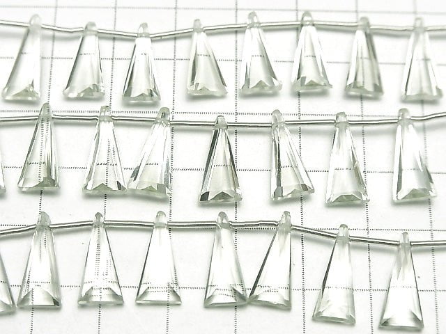 [Video] High Quality Green Amethyst AAA- Triangle Faceted 15x7mm 1strand (8pcs)