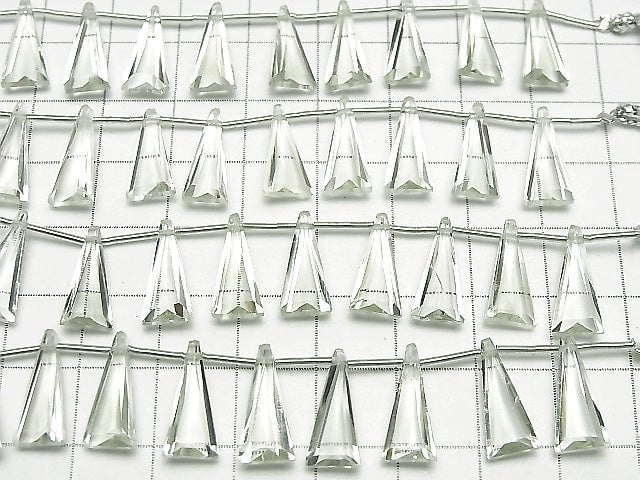 [Video] High Quality Green Amethyst AAA- Triangle Faceted 15x7mm 1strand (8pcs)
