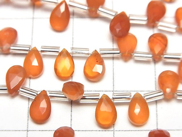 [Video]High Quality Carnelian AAA Pear shape Faceted Briolette 8x5mm 1strand (18pcs )