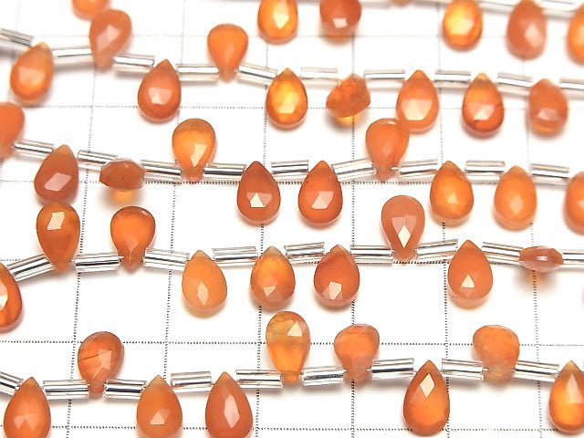 [Video]High Quality Carnelian AAA Pear shape Faceted Briolette 8x5mm 1strand (18pcs )