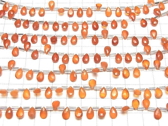 [Video]High Quality Carnelian AAA Pear shape Faceted Briolette 8x5mm 1strand (18pcs )