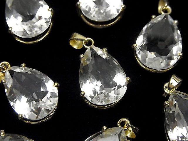 [Video] High Quality Crystal AAA Pear shape Faceted 18 x 13 mm Pendant 18 KGP 1 pc