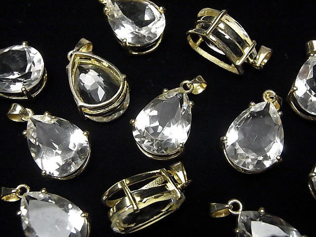 [Video] High Quality Crystal AAA Pear shape Faceted 18 x 13 mm Pendant 18 KGP 1 pc