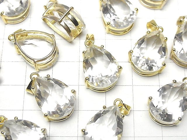 [Video] High Quality Crystal AAA Pear shape Faceted 18 x 13 mm Pendant 18 KGP 1 pc