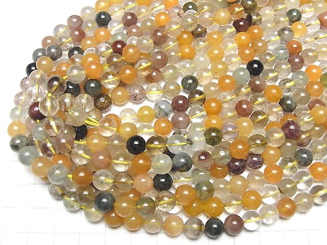 [Video] Multicolor Rutilated Quartz AAA Round 8mm half or 1strand beads (aprx.15inch / 36cm)